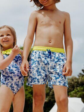 Gili's Boys Meno Swim Shorts - Toile Balinaise